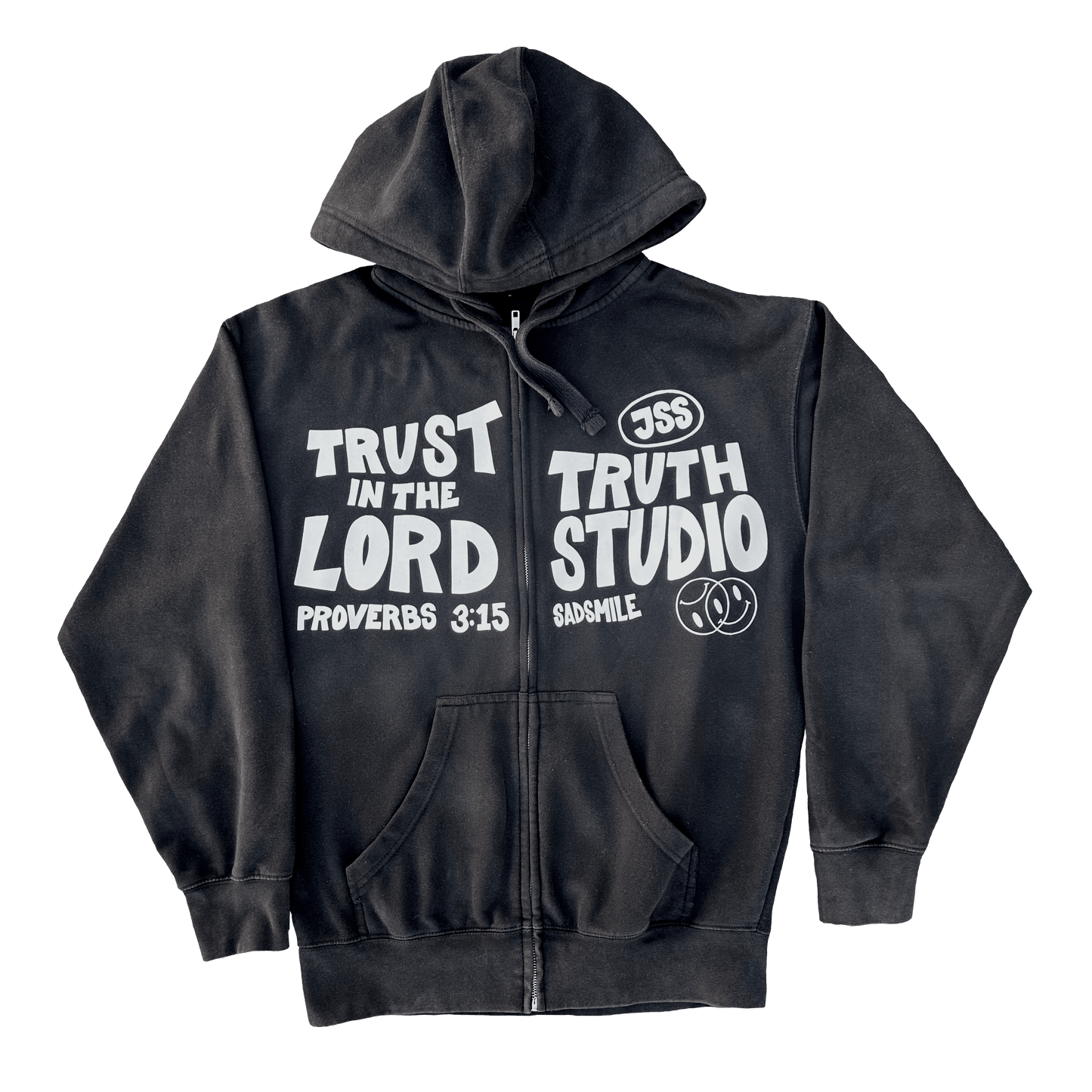 SADSMILE.CO Medium Proverbs 1/1 Zip-Up Hoodie
