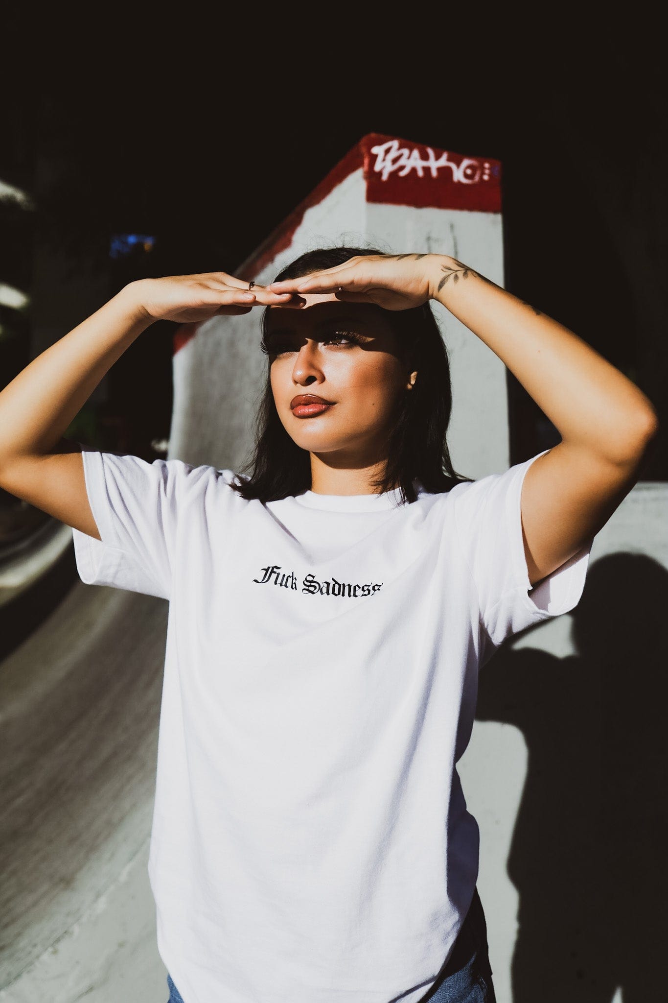 SADSMILE.CO Fuck Sadness T-Shirt (White)