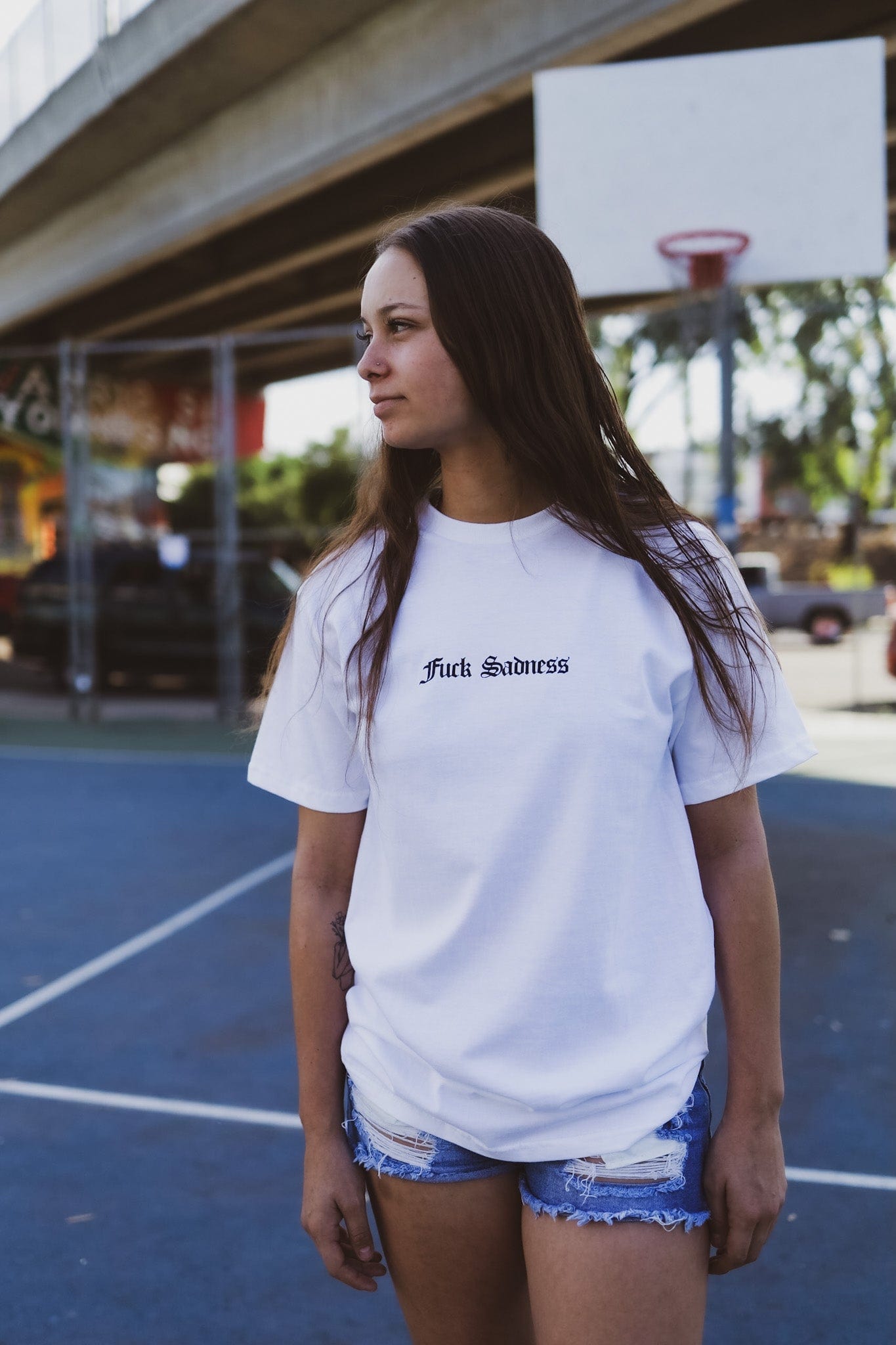 SADSMILE.CO Fuck Sadness T-Shirt (White)