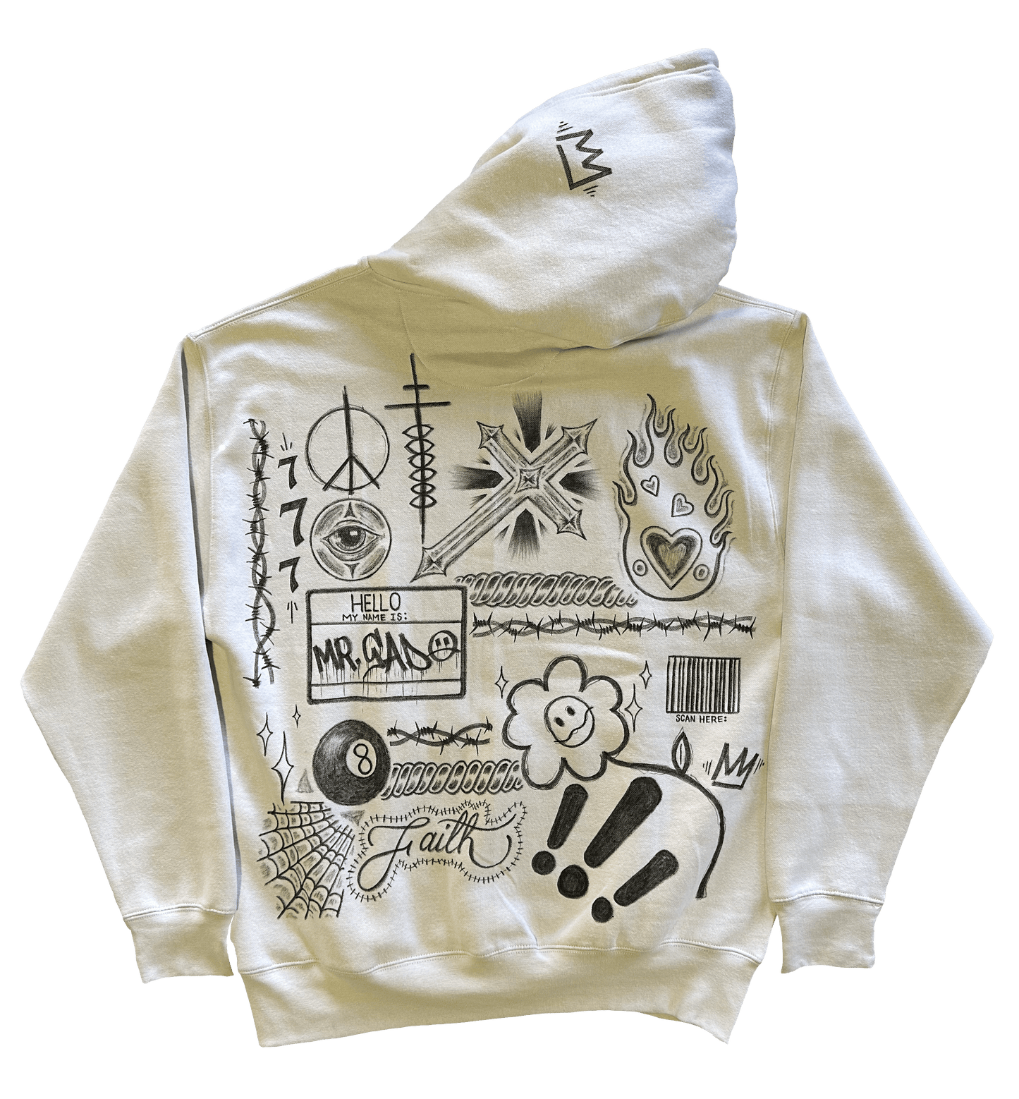 SADSMILE.CO Large 777 Hand Drawn 1/1 Hoodie