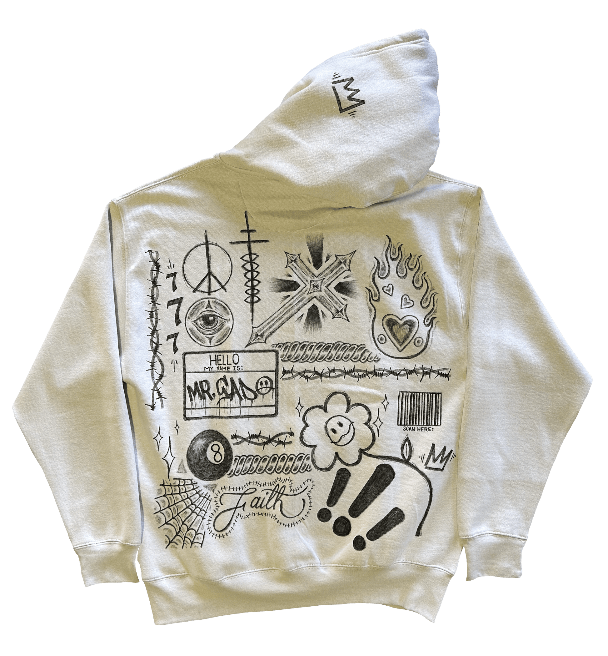 SADSMILE.CO Large 777 Hand Drawn 1/1 Hoodie